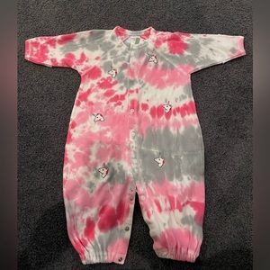 NWT | Baby Steps | Tie Dye Unicorn Converter Gown/Onesie | 0-6mo